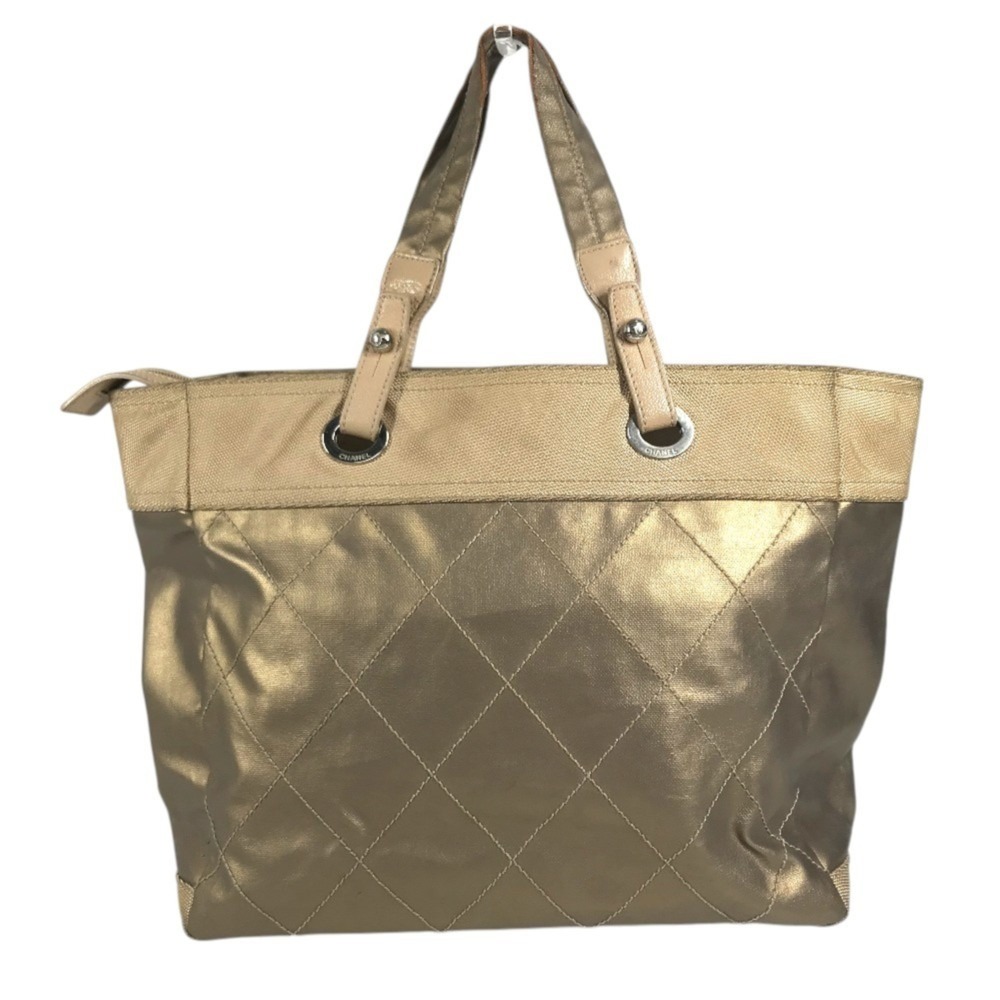 CHANEL Paris Biarritz MM Tote Bag, Shoulder Leather, Canvas, Men's, Women's, ...